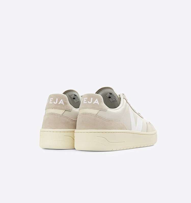 veja baskets v-90 cuir beige vd2003378 Back view