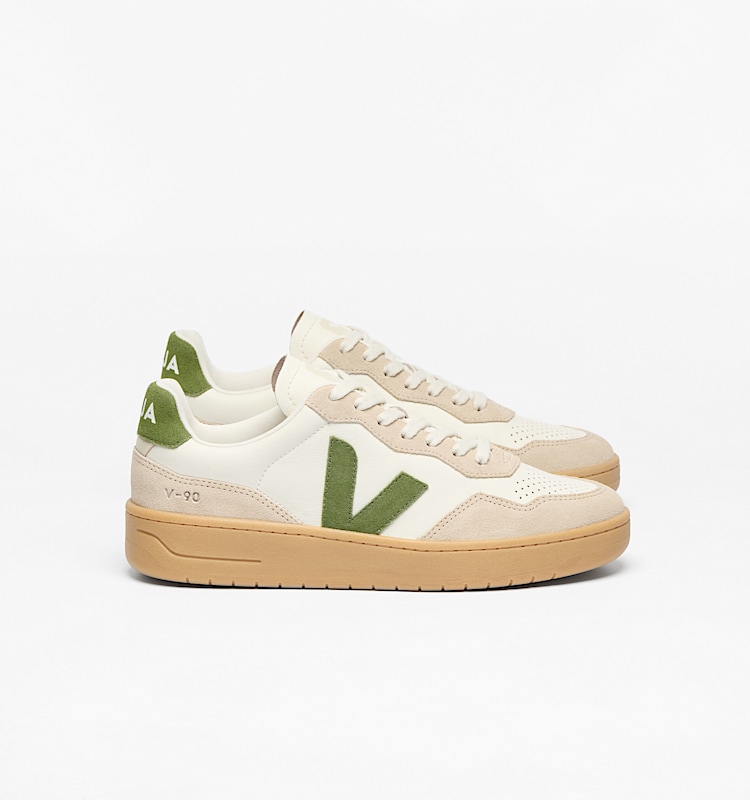 veja baskets v-90 cuir beige vd2020916 Lateral view