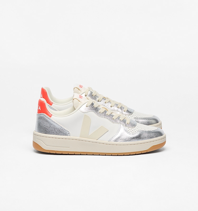 veja v-10-prime cuir argente vi0220867