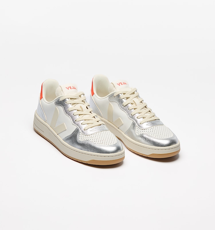 veja v-10-prime cuir argente vi0220867